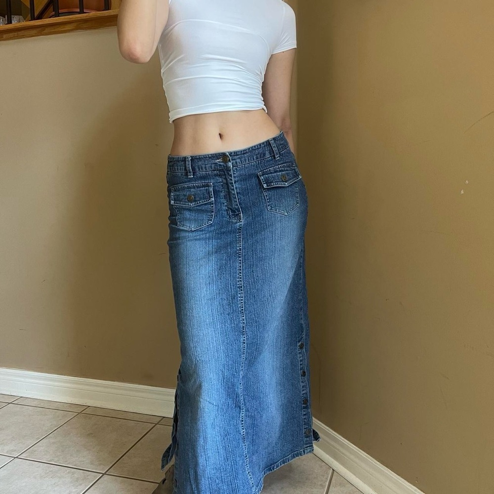 Vintage denim maxi skirt